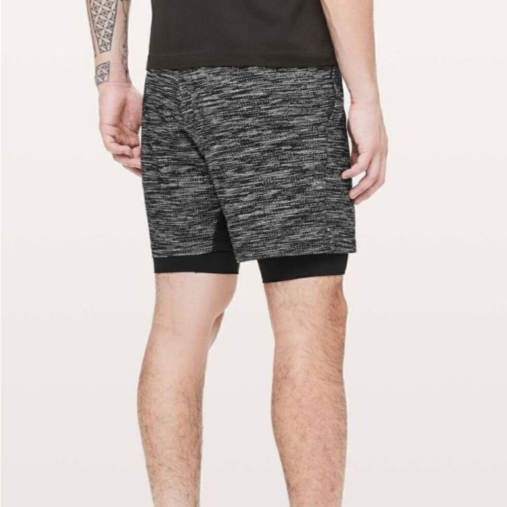 Lululemon T.H.E. Short Nulux Liner 7" All Court Texture White‎ Black Men Large - Picture 9 of 12